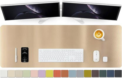Large Desk Mat - 47.2"x 17" Non-Slip PU Desk Pad for Office and Home - Ideal for Large Mouse Pad and Desk Mats on Top of Desks(Champagne Gold)