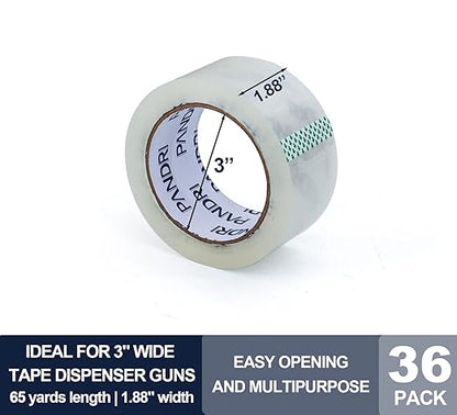 PANDRI Clear Packing Tape, 36 Rolls Heavy Duty Packaging Tape for Shipping Packaging Moving Sealing, 1.88 inches Wide, 65 Yards Per Roll, Total 2340 Yards