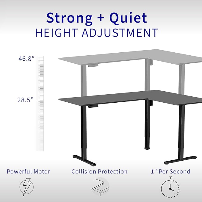 VIVO Electric Corner 63 x 55 inch L-Shaped Standing Desk, Memory Height Adjustment, Dark Gray Top Black Frame, DESK-E3CTG