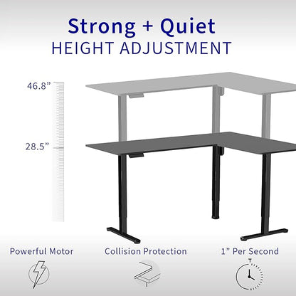 VIVO Electric Corner 63 x 55 inch L-Shaped Standing Desk, Memory Height Adjustment, Dark Walnut Top Black Frame, DESK-E3CTD