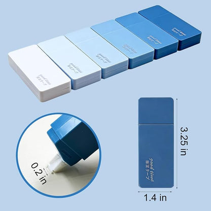 LOPURO White Correction Tape, 6Pcs Cute White Out Correction Tape,Pastel Color Correction Tapes Eraser Easy to Use Instant Applicator for School Office Home Aesthetic Supplies (Blue)