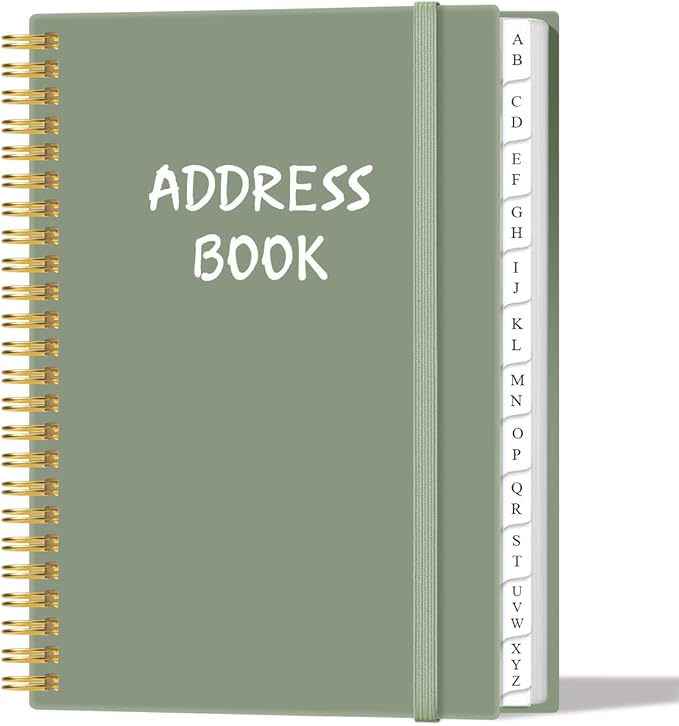 Address Book with Alphabetical Tabs - A5 Telephone & Address Book with Address Contacts, Special Date, Phone, Birthday & Internet Login Password for Home and Office, 6.2" x 8.5", Green