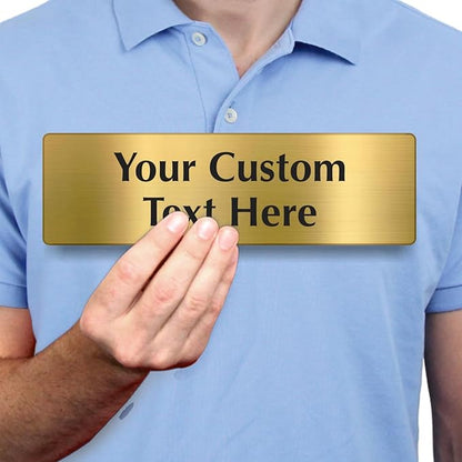 SmartSign Custom Brass Sign - 3" x 10", 40 mil REAL Bugle Brass Metal, Personalized Name Door Sign, Heavy-Duty Premium Engraved Door/Wall Mount Plaque for Business/Office, Gold and Black