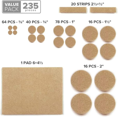 Felt Furniture Pads X-PROTECTOR 235 PCS Premium Furniture Pads - Felt Pads Furniture Feet Best Wood Floor Protectors - Protect Your Hardwood & Laminate Flooring!
