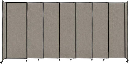 Versare Straightwall Sliding Portable Wall Partition | Freestanding Office Dividers | Locking Wheels | Temporary Room Separator | 15'6" Wide x 7'6" Tall Warm Pebble Fabric Panels