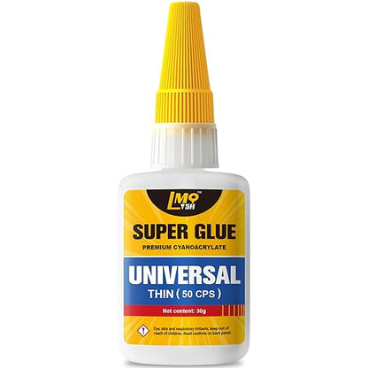 Super Glue Clear Liquid, Thin Strong CA Glue All Purpose for Plastic Ceramic Glass Metal Fletching Pottery Wood Shoes Rubber Crafts 3D Printed Parts, Instant Heavy Duty Cyanoacrylate Adhesives