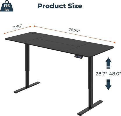 FitStand Adjustable Standing Desk, Large 79x31 Inches Standing Desk with Cable Management, Home Office Computer Desk with Memory Preset & Charging USB Port & Sedentary Reminder