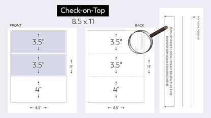 Compuchecks Check on Top Blank Check Paper - 100 Pack, Quick-Books & Laser Printer Compatible - Security Business Checks with Voucher - 8.5" x 11" Steel Blue Pinstripe