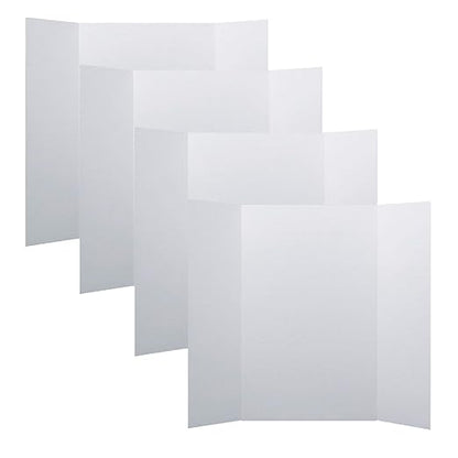Flipside Products 36” x 48” Project Boards for Presentations, Science Fair, School Projects, Event Displays and Trifold Picture Board, Proudly Made in USA - White - 4 Pack