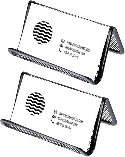 Chiyuehe Black Metal Mesh Business Card Holder Desk Business Card Organizer for Desk Office Name Card(Black, 6 Pack)