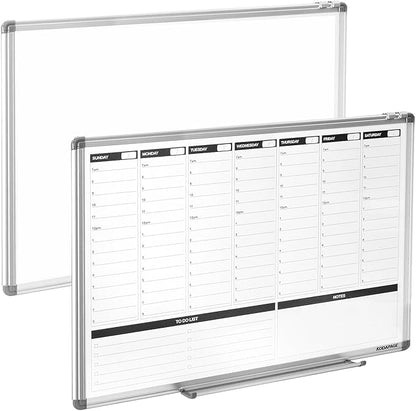 Large Weekly Dry Erase Board, Weekly Planner whiteboard with Hourly time Slots, Whiteboard Weekly Calendar for Schedule for Wall 36" X 24" Double-Sided for Office, Home and School