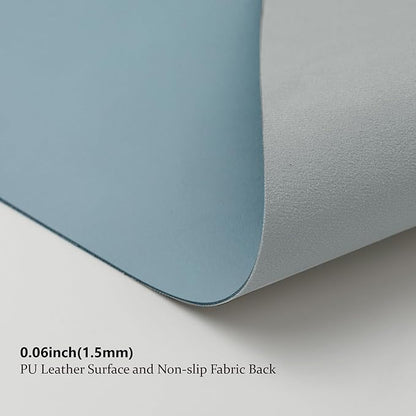 HOMIEAZICOZI Leather Desk Mat - Non-Slip PU Pad for Office and Home Organization Accessories Ideal Large Mouse Mats on Top of Desks (Light Blue,36''x 17'') (DPD-LB-L)