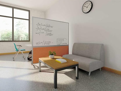 DivideWrite Mobile Whiteboard | Double Sided Dry Erase Board | Portable Office Cubicle Partition | Display for Classrooms, Conference Rooms, Meeting Areas and More | Ocean Fabric 5' Wide X 6' Tall