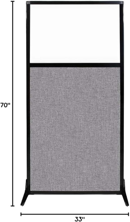 Versare Workstation Partition | Portable Wall Divider | Modern Office Cubicle | Free Standing Privacy Screen | Flexible Work Space | 33" x 70" W/Window, Cloud Gray Fabric Panels
