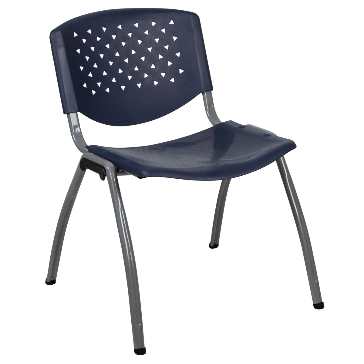 880 lb. Capacity Navy Plastic Stack Chair with Titanium Gray Powder Coated Frame