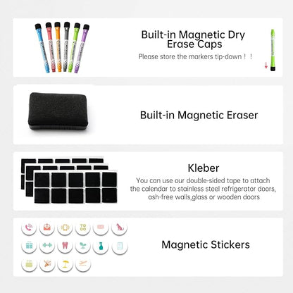 Magnetic Weekly Dry Erase Whiteboard Calendar&Monthly Calendar&Daily Planner&to Do List&Menu Board for Fridge,Family Calendar,Schedule Board for Home