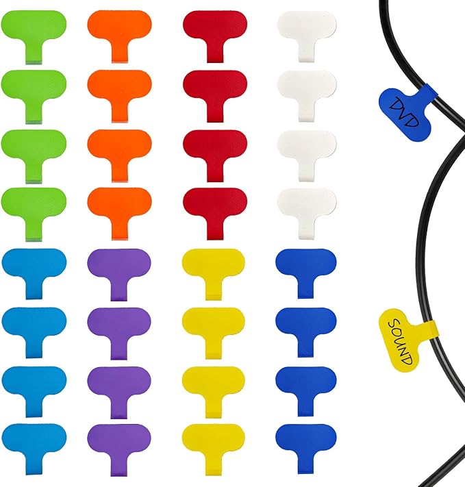 32 Pcs Cable Cord Labels,Wire Labels, Cable Tags,Computers Cable Management and Identification,Multicolored Handwriting Cable Tags