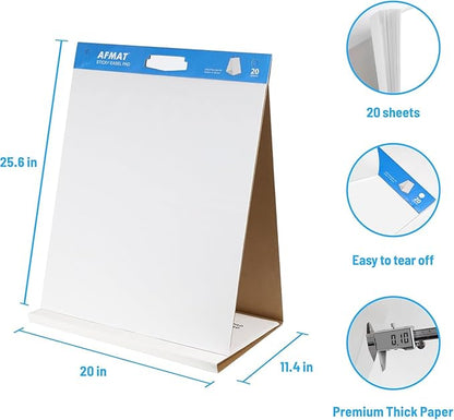 2-Pack Tabletop Sticky Easel Pad and Dry Erase Board 2 in 1, 20 x 23 inches, 20 Sheets/Pad, Portable Easel Stands for Teachers, Ideal for Training, Presentation, Meetings, Kids Doodling