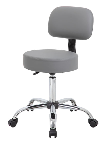 Be Well Medical Spa Professional Adjustable Drafting Stool with Back, Grey (B245-GY)