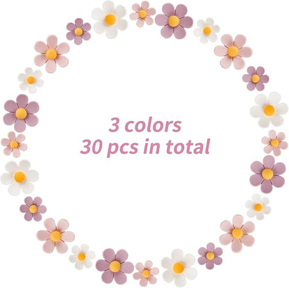 30pcs Decorative Flower Push Pins - Pink Thumb Tacks for Cork Board, Photo Wall, Feature Wall, Map, Bulletin Board, Office or Home