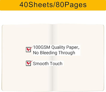 EUSOAR Notebook Journal, 6 Packs Large A4 8.5" x 11" 40 Sheets/ 80 Pages, 100gsm Thick Paper Kraft Blank Journal Notebook, Sketchbook Composition Diary Subject Notebooks Planner Journal