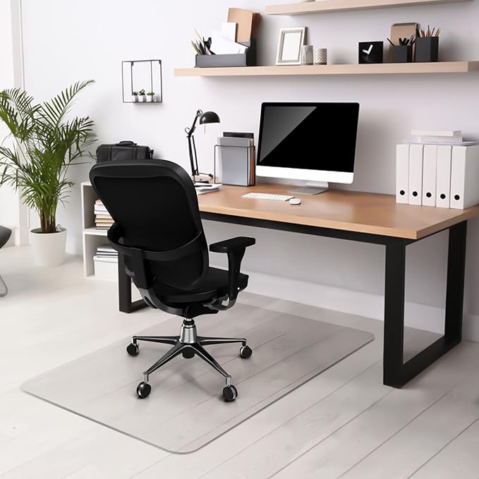 Kuyal Clear Chair mat for Hardwood Floor 44 x 58 inches Transparent Floor Mats Wood/Tile Protection Mat for Office & Home (44" X 58" Rectangle)