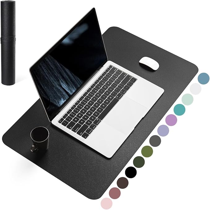 YSAGi Non-Slip Leather Desk Pad, Waterproof Laptop Computer Desk Keyboard Mat, Table Protector Blotter Mat, Large Mouse Pad for Office/Work/Home/Decor(Black, 23.6" x 13.7")