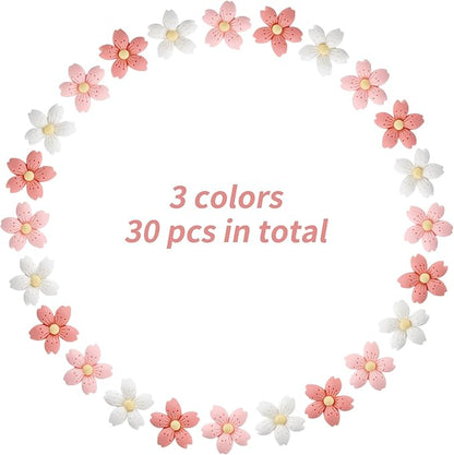30pcs Decorative Flower Push Pins - Pink Thumb Tacks for Cork Board, Photo Wall, Feature Wall, Map, Bulletin Board, Office or Home