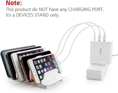 UDOLI Adjustable Universal Cell Phone Dock Stand Holder, Tablet Organizer Multi Device Desktop Stand for iPhone Samsung Galaxy Google Nexus Kindle - No Charging Port (White)