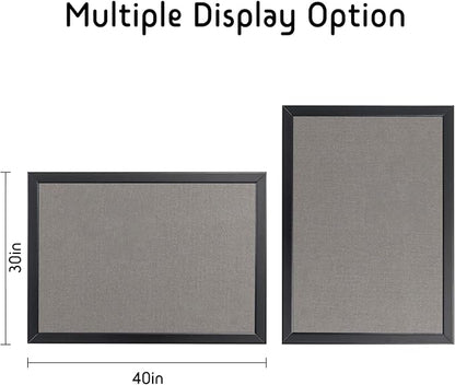 Gideal Bulletin Board 40x30 Inch, Cork Board with Grey Fabric and Pine Wood Frame, Cork Boards for Walls, Wall Mounted Fabric Notice Board for Home Office School, Vision Board and Message Organizer