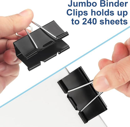 48 Pack Extra Large Binder Clips 2 Inch Paper Clip Large Binding Clip, Jumbo Paperclips Bulk, Heavy Duty Big Paperwork Clamp Black, School Teachers Office and Kitchen Home Supplies