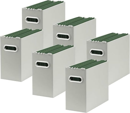 Oterri Cardboard File Organizer Box for Hanging File Folders Letter Size,File Box for Computer Desk,File Cabinet,Working Home,Office,Classroom (Grey, Letter Size - 6 Packs)