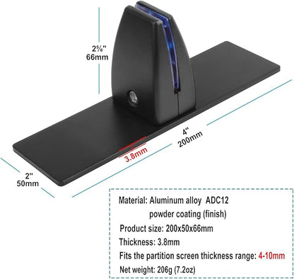 MOUNTAIN_ARK 4 Pack Black Office Desk Partition Clamp, T Shaped Sneeze Guard Bracket Support, Aluminum
