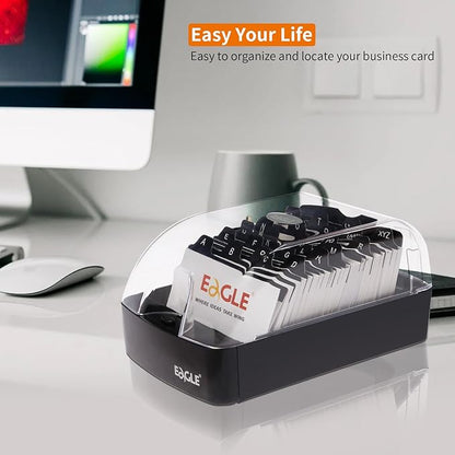 Eagle Business Card Box, Push-Button,Storage up to 350 Cards