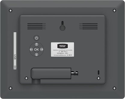 American Lifetime 【New 2024】 Dementia Clock Large Digital Clock for Seniors, Digital Clock Large Display with Custom Alarms, Clock with Day & Date for Elderly, Large Number Digital Clock Grey