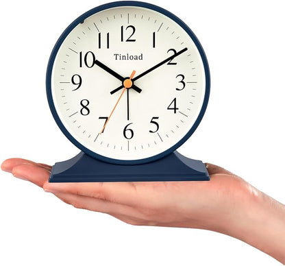 4.5"Retro Analog Alarm Clock,Vintage decor , Super Silent Non Ticking Small Clock with Manual Light, Snooze, Battery Operated, for Bedroom, Living Room, Office,Nightstand, Bedside, Desk ,Table(Blue)