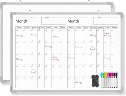 Lincia 36" x 12" Magnetic Horizontal 2 Month Dry Erase Calendar for Wall Undated Horizontal Dry Erase Wall Calendar Planner Aluminum Frame Whiteboard Calendar for Home Office Projects Wall Fridge