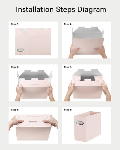 Oterri Cardboard File Organizer Box for Hanging File Folders Letter Size,File Box for Computer Desk,File Cabinet,Working Home,Office,Classroom (Light Pink, Letter Size - 4 Packs)