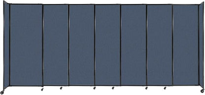 Versare Straightwall Sliding Portable Wall Partition | Freestanding Office Dividers | Locking Wheels | Temporary Room Separator | 15'6'' Wide x 6'10'' Tall Ocean Fabric Panels