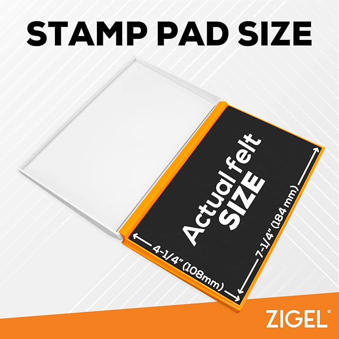 Plastic Case Stamp Pad Large Size, Red Color - Size: 4" x 7" - Choose from 15 Ink Colors
