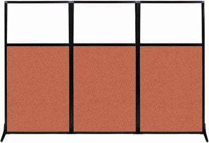 Versare Workstation Partition | Portable Wall Divider | Modern Office Cubicle | Free Standing Privacy Screen | Flexible Work Space | 99" x 70" W/Window, Papaya Fabric Panels