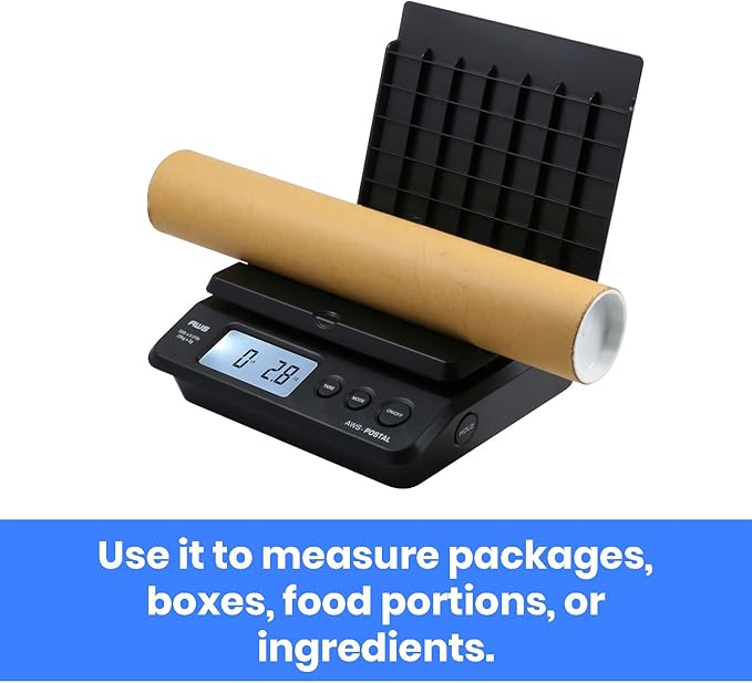 American Weigh Scales Digital Shipping Postal Scale, Package Postage ScaleBacklit LCD Screen55lbs. x 0.01lbs. (Black), PS-25