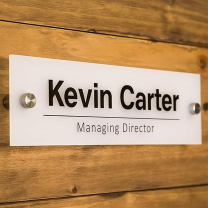 Personalized Office Door Sign, Custom Acrylic Name Plate with Title, Professional Wall Plaque for Business, Home Office, or Desk – Modern Design, Name Plate - 8x2 Executive CEO Sign, New Job Décor 1