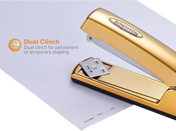 Bostitch Office Professional Metal Executive Stapler, 20 Sheet Capacity, Gold Chrome (B5000-GOLD)