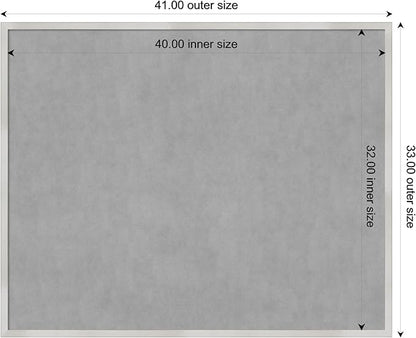 Amanti Art Silver Framed Magnetic Board 33x41 X-Large Vision Board for use with Magnets, 100% Metal Sheet to Display Items as Office Decor or for Home Organization in mudroom, Kitchen or Kids Room