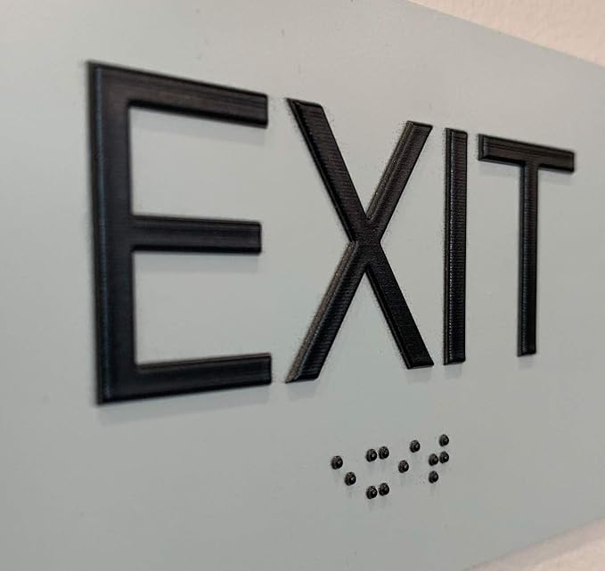 ADA Compliant Sign with Braille (6" x 3", Exit, Pearl Grey)