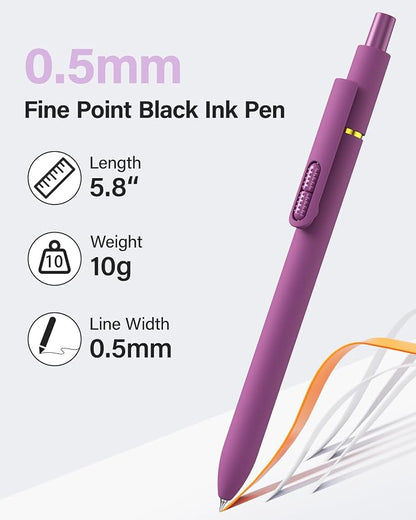 inkipen- 16 Pack Pens, Gel pens Black Ink, Fine Point(0.5mm),Quick-Drying Smooth Writing,School and Office Supplies （vintage color）