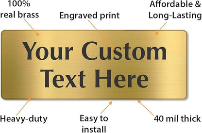 SmartSign Custom Brass Sign - 3" x 8", 40 mil REAL Bugle Brass Metal, Personalized Name Door Sign, Heavy-Duty Premium Engraved Door/Wall Mount Plaque for Business/Office, Gold and Black