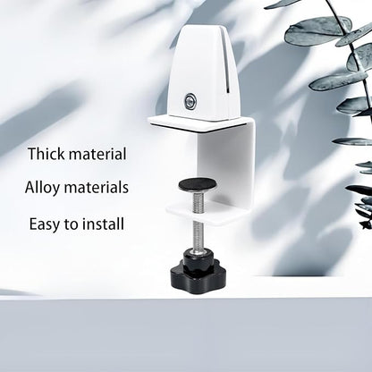 Heavy Duty Sneeze Guard Clamp For 0.1" to 1" Thick Panel,Desk Partition Support Clamps,Adjustable Aluminum Desktop Divider Holder,Easy to Install Desk Privacy Panel Clips, 4 Pack,Silver (White)