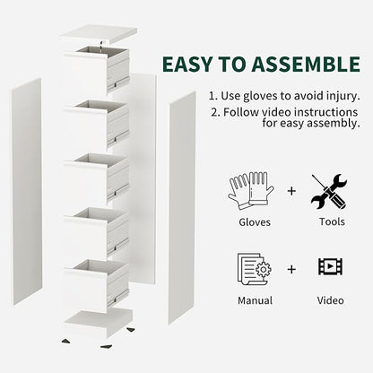 Yukimo 3 Drawer File Cabinet with Lock, Vertical File Cabinet with Lock, Locking File Cabinet Hanging Files for A4/ Legal/Letter,White